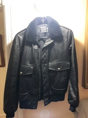 Cooper мужской авиатор черная кожаная куртка шерпа воротник новый с Ярлыками размер 40 L длиной - Изображение 1 из 4