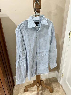 EXPRESS DESIGN STUDIO Premium Tejido 100% Algodón Talla L Azul Rayas Clásico Got Foto 1 de 2