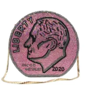 Dollar Diamond Dinner Bag Handmade Dotted Diamond Round Coin Style Bag clutches - Picture 1 of 25