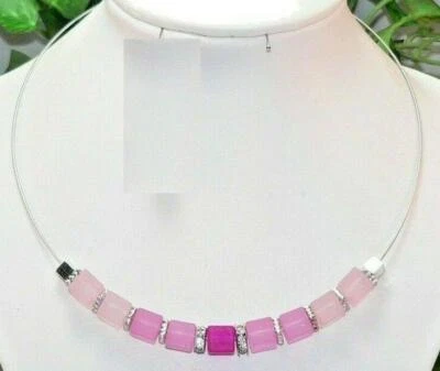 Halsreif Halskette Würfel Modeschmuck rosa pink rose Strass  268n - Bild 1 von 4