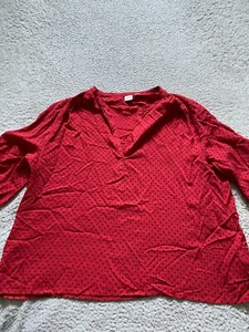 Gap Women Stars Long Sleeve Henley Blouse Red Size L - Picture 1 of 11
