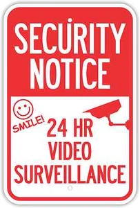 12"X18" SECURITY NOTICE 24 HR VIDEO SURVEILLANCE SIGNS Heavy Duty Metal Red Warn - Picture 1 of 1
