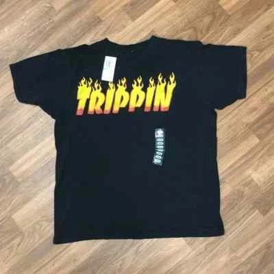 Camiseta negra para hombre Ring of Fire Trippin Fire talla grande nueva con etiquetas Foto 1 de 4