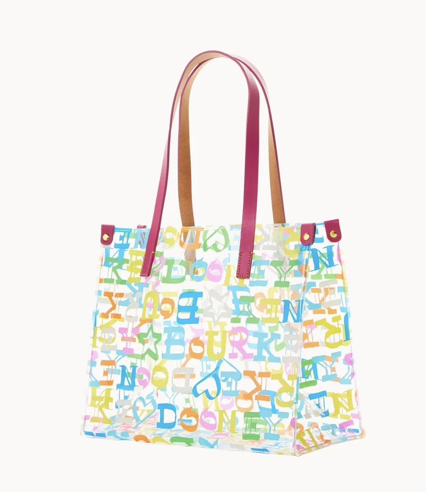 Dooney & Bourke It Clear Medium SHOPPER Tote/bag DB 1975 Logo Leather Handles