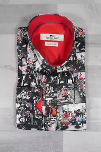 Camisa Para Hombres Claudio Lugli Couture Motocicleta Británica Mod Ciclomotor Estampado Talla Grande - Imagen 1 de 8