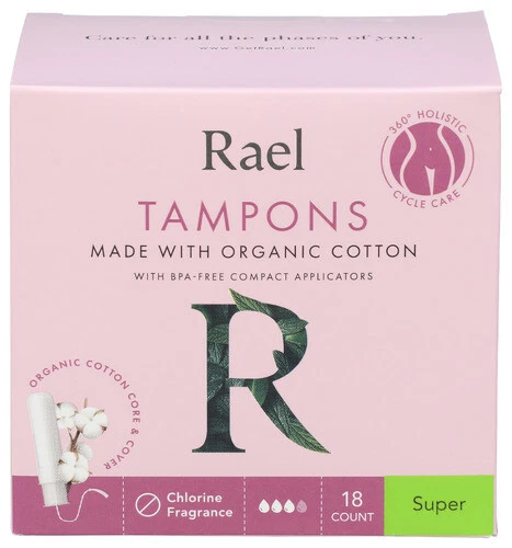 Rael Tampons Super Cotton Organic 18 ea (Pack of 3)