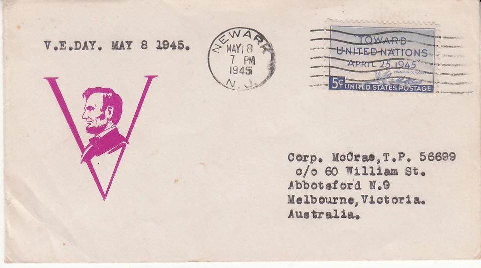 USA - Victory in Europe Day (FDI Patriotic Cover) 1945 (CV $60) - Image 1 of 1