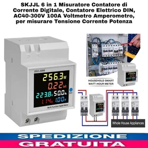 6in1 Misuratore Contatore di Corrente Digitale,Contatore Elettrico DIN,AC40-300V - Foto 1 di 15