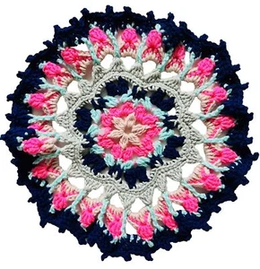 Aziza Blue  Crochet Doily Table candle Mat centerpiece runner Handmade mandala - Picture 1 of 6