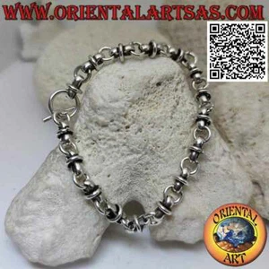 Bracelet en Argent 925‰ À Chaîne De Anneaux Entrelacés De 19,5 CM - Bild 1 von 4