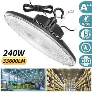 240W UFO LED High Bay Light Dimmable Commercial Warehouse Shop Lights 5000K DLC - Picture 1 of 11