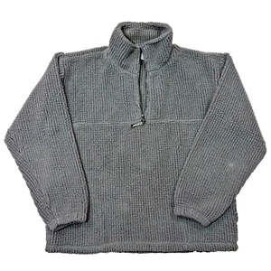 V Point Gray Textured Quarter-Zip Collared Fleece Pullover Men's Medium - Picture 1 of 24