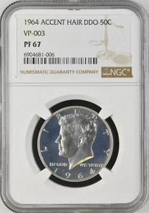 1964 90% Silver Proof Kennedy Half Dollar - Accent Hair DDO - NGC PF-67 VP-003 - Picture 1 of 2