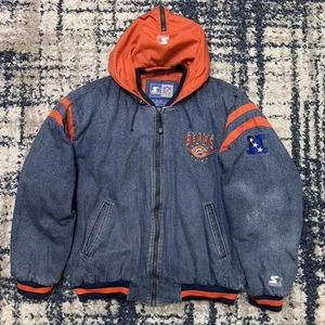 Vintage Chicago Bears Starter Denim Style Jacket Men’s XL  Big Back Logo Rare - Picture 1 of 13