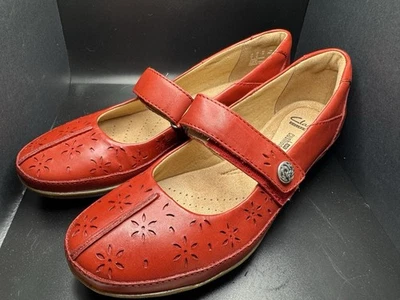 Clarks Cuero Rojo Mary Janes IOB Talla 9 Foto 1 de 4