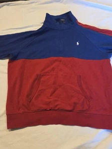 Polo Ralph Lauren Men's Navy Colorblock Double Knit 1/2 Zip Pullover Size XL - Picture 1 of 3