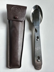 Set utensili vintage Boy Scouts of America kit forchetta coltello cucchiaio con custodia anni 80 - Foto 1 di 5