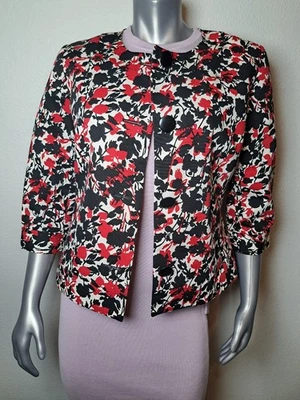 Blazer Covington tamanho G branco vermelho preto botão frontal manga 1/2 escritório ou igreja - Imagem 1 de 4