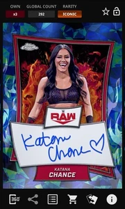 Katana Chance - Red Brand Signature Iconic - Topps Slam WWE Chrome Sapphire 25 - Picture 1 of 1