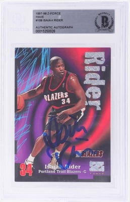 Skybox Zforce Isaiah Rider Rave 1997 automático #108/399 BGS auténtico Foto 1 de 2