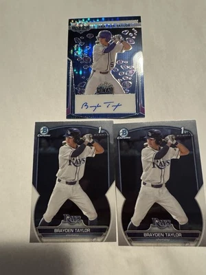 2023 Leaf Bowman Draft Chrome Brayden Taylor Blue Auto 3/5  1st RC Prospect - Image 1 of 2