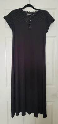 全新带标签 54 美元 Charter Club 黑色孔眼球衣长晚礼服休闲连衣裙小号 — 第 1/4 张图片