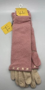 Auth Sybilla NWT Wool Angora Women Knit Long Gloves Dusty Pink Tan One Size B - Picture 1 of 7