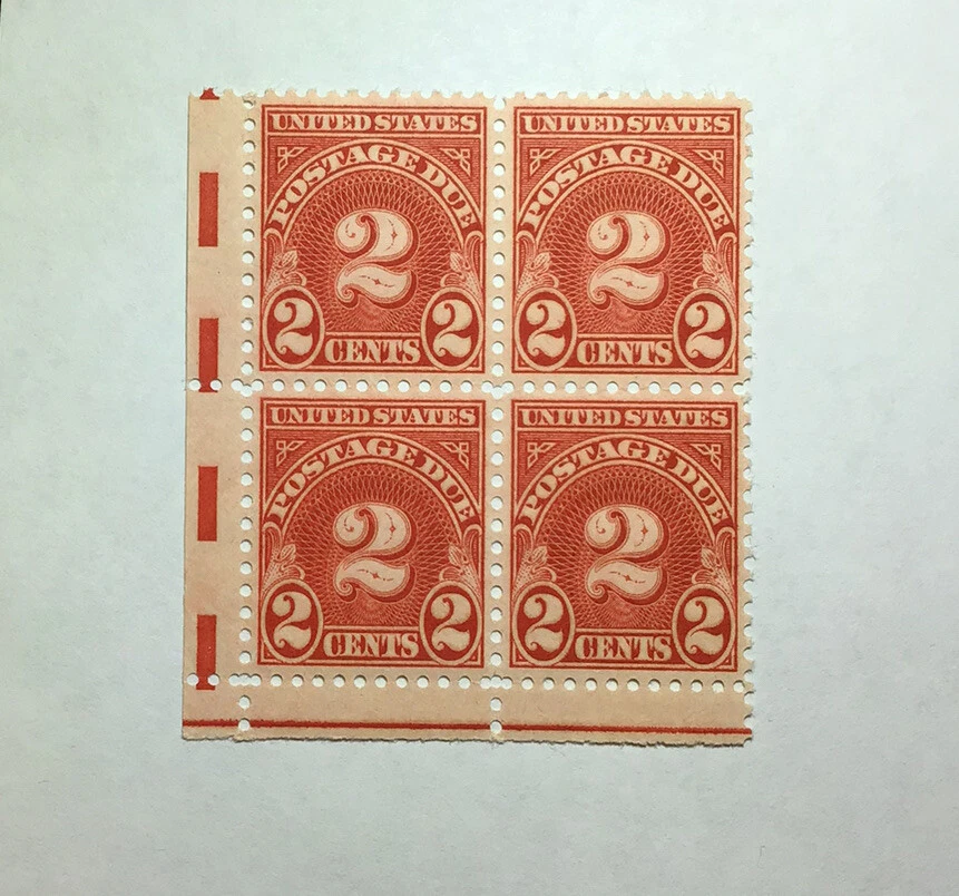 US 2 Cent Postage Due Stamps 1931, Scott #J81,Block Of 4, 3MNH-1MVLH, OG/VFXF. - Image 1 of 1