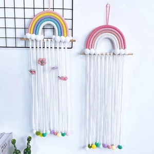 Handmade Rainbow Tassels Hair Bows Headband Holder Hair Clips Organizer Hanging - Picture 1 of 22