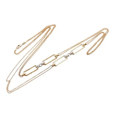 Collar Roberto Coin Classica Parisienne Oro Diamante Doble Cadena Foto 1 de 4