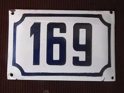 Letrero de la casa vintage PRE-ESTADO PALESTINO esmalte porcelana número 169 # 169 Foto 1 de 2