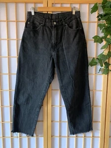 Dr Denim Black Retro Wash Cotton Nora 101 High Waist Mom Jeans ALTERED Sz 29/30 - Picture 1 of 7