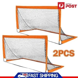 2X Soccer Goal Net Set Portable Football Goal Post Kid Outdoor Training Practice - Picture 1 of 14