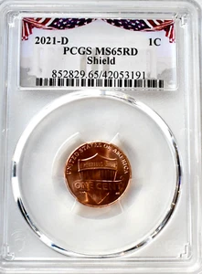 2021 D Lincoln Cent PCGS MS65 RD Schild USA 1c Münze - Bild 1 von 3