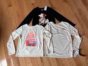 3 x Girls L 10/12 Crew Neck Long Sleeve Top Christmas Tree Dog Fish Cat & Jack - Picture 1 of 6