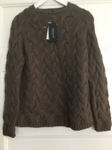 BNWT Laffayette 148 Thick 100% Cashmere Chestnut Sweater Size Small 
