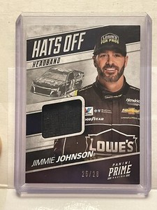 2018 Panini Prime Racing Jimmie Johnson HO-JJ Hats Off Memorabilia Headband #/28