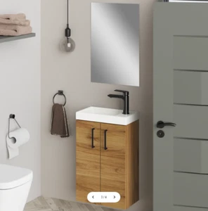 Banyetti Mino 400mm Wall Hung Cloakroom Vanity Unit - Caramel Oak - RRP - £399 - Picture 1 of 4