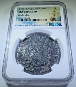 NGC Hollandia 1740 Spanish Mexico Silver 8 Reales Pirate Treasure Dollar Coin - Picture 1 of 2