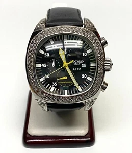 Locman Edelstahl 2,5 ct weißes rund geschnittenes schwarzes Zifferblatt mit schwarzem Band Uhr - Bild 1 von 9