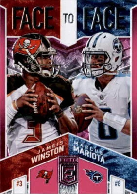 2018 Donruss Elite #F2F-9 Jameis Winston / Marcus Mariota Face to Face Pink - Image 1 of 2