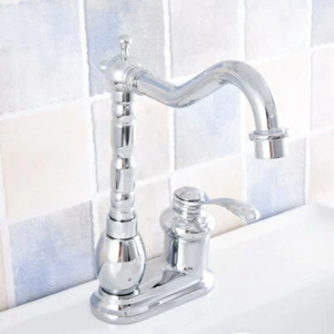Polished Chrome Swivel Bathroom Vanity Sink 4" Centerset Faucet Mixer Tap ssf839 - Picture 1 of 8