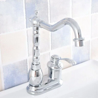 Polished Chrome Swivel Bathroom Vanity Sink 4" Centerset Faucet Mixer Tap ssf839 - Image 1 of 4