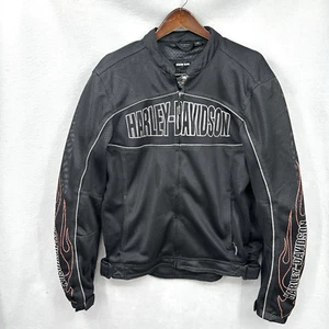 Harley Davidson Riding Gear Jacket Mens Medium Eagle Flame Mesh Armor Padded y2k - Picture 1 of 18