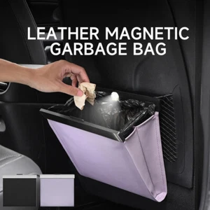LED Car Garbage Bag Waterproof Magnetic Adsorption Trash Can Back Seat Pocket - Picture 1 of 13