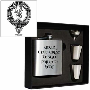 Art Pewter Fraser Clan Crest 6oz Hip Flask Box Set (S) HF6 S-C26 Scottish - Picture 1 of 2