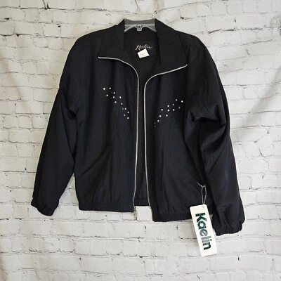 Nwt Kaelin Womens Black Fully Lined Zip  Front  Rhinestone Long Sleeve  Jacket M - Image 1 of 4