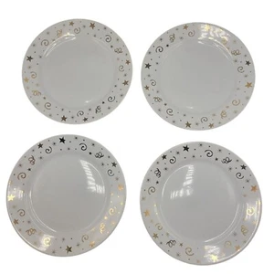 The Pampered Chef Starry Night Dessert Plates Set Of 4 White & Gold 1996 - Picture 1 of 9