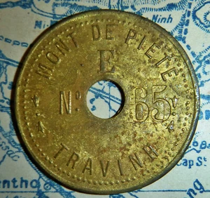 1800er - MONT de PIETE - PFANDZEICHEN - Französische Indo MÜNZE - TRA VINH VIETNAM, C163 - Bild 1 von 4