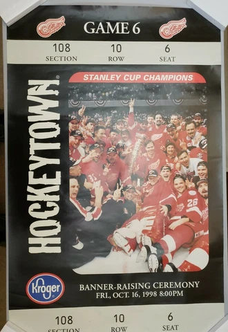 Detroit Red Wings Game 6 Stanley Cup Champions Poster NHL Hockeytown Yzerman Cover